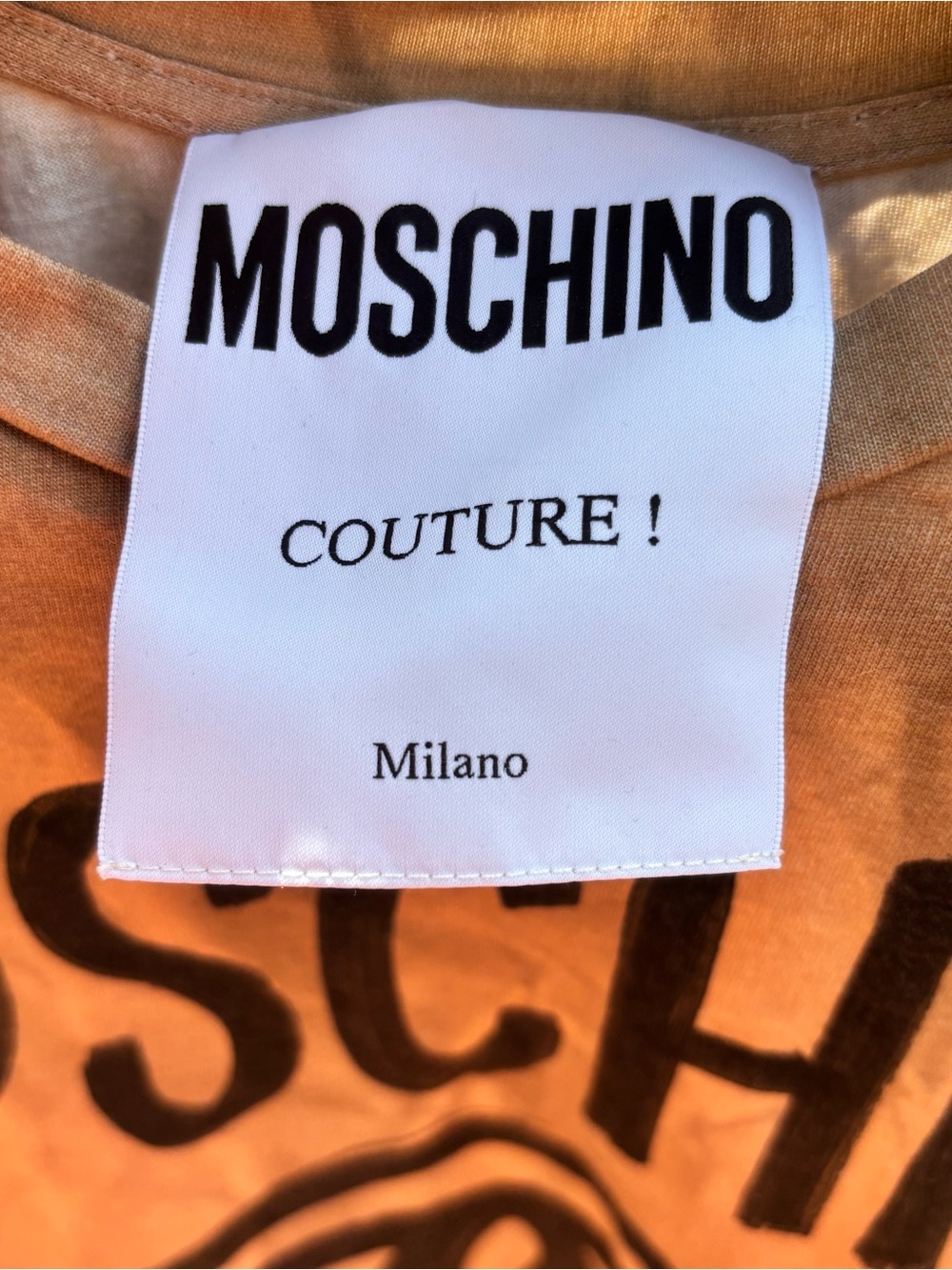 Moschino Couture FW17 Runway Paper Bag Recycle Oversized T-Shirt Dress Org. $995 - Picture 7 of 7